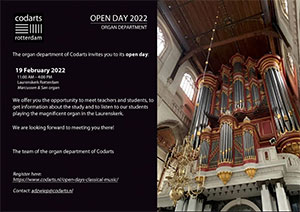 zaterdag 19 februari - Open dag Codarts Rotterdam - Orgel