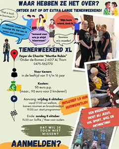 vrijdag 6 t/m zondag 8 oktober - Tienerweekend XL