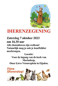 zaterdag 7 oktober - Dierenzegening