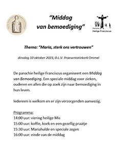 dinsdag 10 oktober - Middag van bemoediging