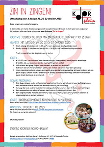 vrijdag 20 t/m zondag 22 oktober - Zingkamp Stichting Koorplein