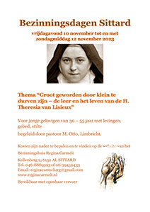vrijdag 10 t/m zondag 12 november - Bezinningsdagen H. Theresia van Lisieux