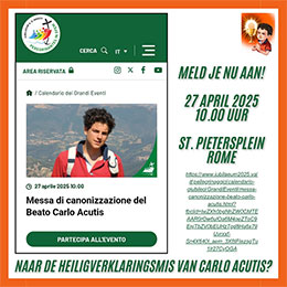 zondag 27 april - Heiligverklaring Carlo Acutis