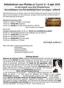 maandag 8 t/m dinsdag 9 september - Reliekschrijn Thérèse in Regina Carmeli
