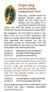 zondag 28 juni - Papa-dag Sint Jozef Smakt