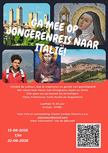 donderdag 13 t/m zaterdag 22 augustus - Jongerenreis naar Italie